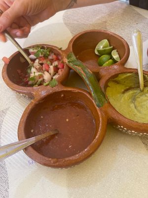 Platter of taco dressings at 100% Vegana Taqueria in Puerto Vallarta