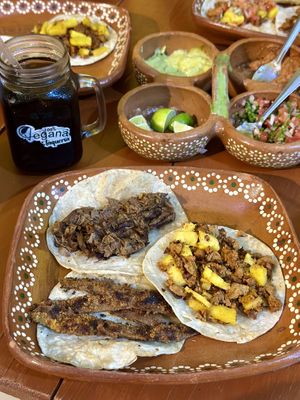Alpastor, jackfruit-ito, Milanesa   at 100% Vegana Taqueria in Puerto Vallarta