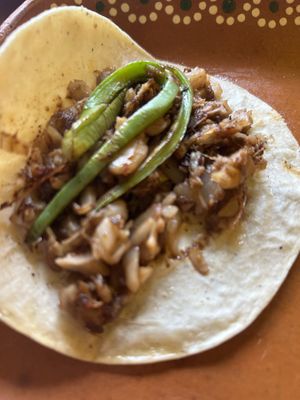 Jackfruit tacos  at 100% Vegana Taqueria in Puerto Vallarta