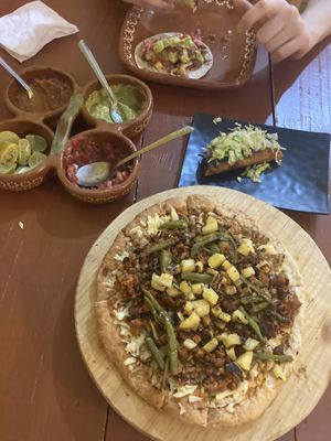 Pizza and tacos  at 100% Vegana Taqueria in Puerto Vallarta