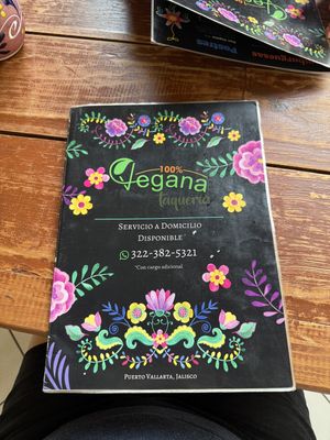 Menu front  at 100% Vegana Taqueria in Puerto Vallarta
