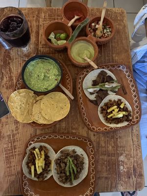 the spread/nuestras cena  at 100% Vegana Taqueria in Puerto Vallarta