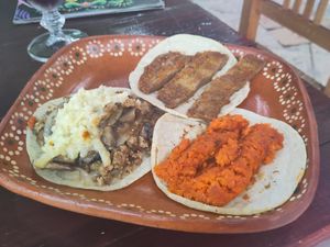 Chorizo, Melanesa, and a daily special taco at 100% Vegana Taqueria in Puerto Vallarta