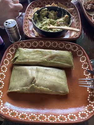 Jackfruit and soy tamales 🫔  at 100% Vegana Taqueria in Puerto Vallarta