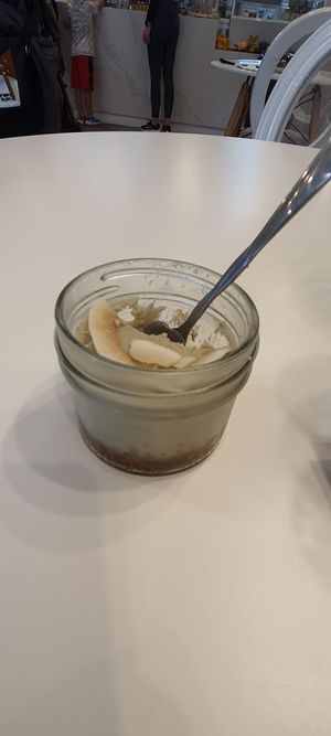 Vegan raw lemon cheesecake. Really good! at Elixir De La Lune in La Jolla