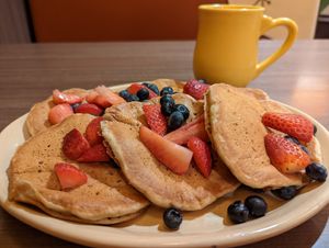 Vegan Bliss Pancakes at Snooze in Addison