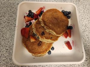 Vegan Banana Bliss Pancakes at Snooze in Addison