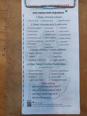 Buddha bowl options at ANNIE Sweetery & Eatery in Koh Samui