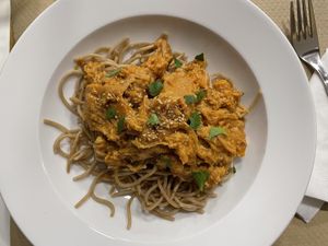 Espaguetis con salsa de calabaza  at Terralab in La Cabrera