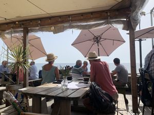 Lovely patio view   at The Lyme Bay Cafe and Bar in Lyme Regis