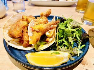 Tried their lunch menu and was not disappointed!…Banana Blossoms ‘fish’ tacos…They were delicious, and with the fresh chilli dressing made them amazing 🌟🌟🌟🌟🌟 at The Lyme Bay Cafe and Bar in Lyme Regis