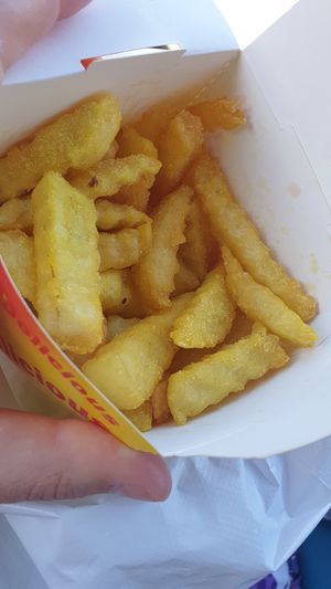 Super tasty chips. Note: Chicken salt isn't vegan at Cafe Istanbul in Bendigo