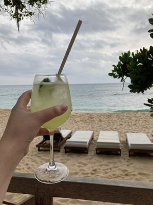 Cocktails on the beach  at Angel Beach in Unawatuna