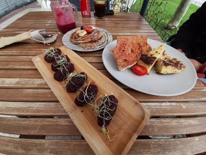 Croquetas,tortilla and pancakes at ECO DEL MAR in Blanes