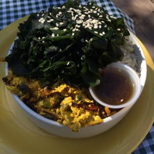 tofu scramble w/ rice & seaweed  at Eklecticafe in Moab