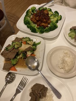 Beef broccoli and general tso’s kitchen  at Walk the Wok in Portland