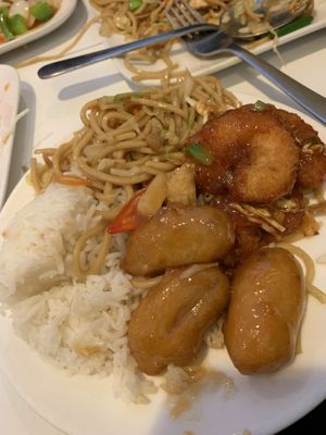 started eating as soon as the food hit our table almost forgot to take a picture of it!  at Walk the Wok in Portland