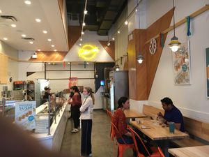 Seating inside at Pokeworks - 34th St in New York City