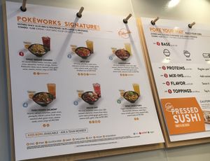 Wall menue at Pokeworks - 34th St in New York City