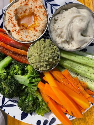 Dips platter  at Varuna Plant-Based Food & Juice Bar in Manuel Antonio