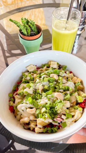 Varuna bowl and green vitality juice  at Varuna Plant-Based Food & Juice Bar in Manuel Antonio