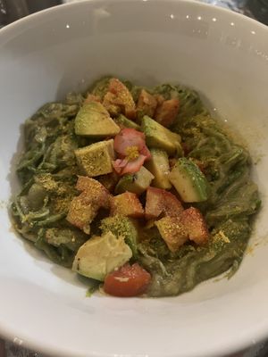 Pesto zucchini noodles, the best I’ve ever eaten  at Varuna Plant-Based Food & Juice Bar in Manuel Antonio