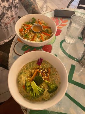 Zoodles - pad Thai and coconut curry at Varuna Plant-Based Food & Juice Bar in Manuel Antonio