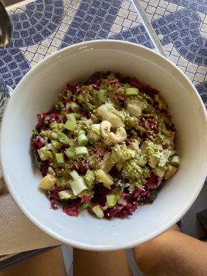 Pink rice  at Varuna Plant-Based Food & Juice Bar in Manuel Antonio