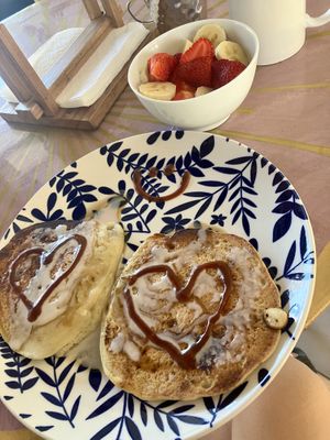 Banana pancakes with extra fruit  at Varuna Plant-Based Food & Juice Bar in Manuel Antonio