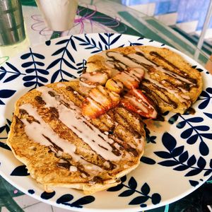Banana pancakes  at Varuna Plant-Based Food & Juice Bar in Manuel Antonio