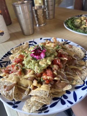 Nachos with vegan cheese sauce! Delicious!   at Varuna Plant-Based Food & Juice Bar in Manuel Antonio