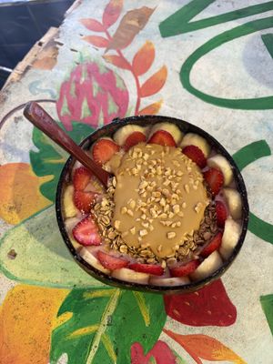 PB&J smoothie bowl  at Varuna Plant-Based Food & Juice Bar in Manuel Antonio