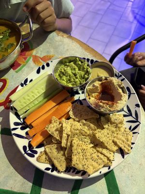 Dips platter  at Varuna Plant-Based Food & Juice Bar in Manuel Antonio