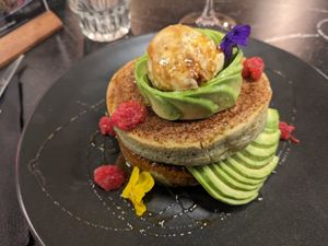 Pancakes with avocado and ice-cream at The Avocado Show in London
