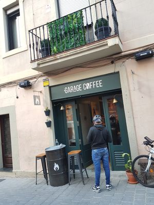 Storefront at Garage Coffee in Barcelona
