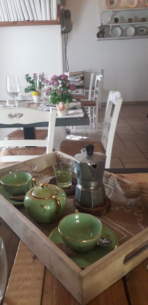 Italian coffee and liqueur set at Raparossa  in Pezze Di Greco