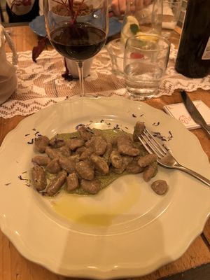 Carob flour gnocchi, incredible   at Raparossa  in Pezze Di Greco