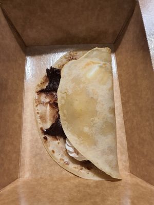 Hazelnut Chocolate crepe with cream at Raparossa  in Pezze Di Greco