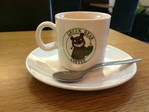 Cute coffee cup at Green Bear Coffee in Marseille