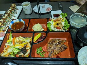 Unagi set box at Herbivore Japanese Vegetarian Restaurant in Central Singapore