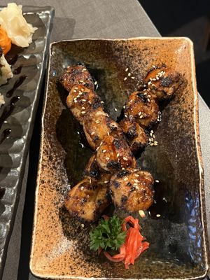 Chicken skewers   at Herbivore Japanese Vegetarian Restaurant in Central Singapore