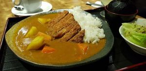 Katsu curry rice set - comes with a small salad, Miso soup, and a yuzu jelly (I think). It’s ok. at Herbivore Japanese Vegetarian Restaurant in Central Singapore