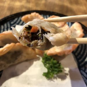 Vegan dumplings  at Herbivore Japanese Vegetarian Restaurant in Central Singapore