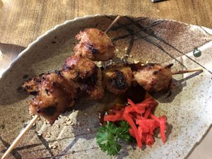 Mock meat satay - tasty! at Herbivore Japanese Vegetarian Restaurant in Central Singapore