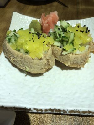 Tofu sushi  at Herbivore Japanese Vegetarian Restaurant in Central Singapore