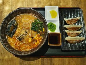 Spicy ramen set at Herbivore Japanese Vegetarian Restaurant in Central Singapore