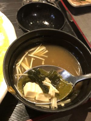 miso soup with curry sets! $18 at Herbivore Japanese Vegetarian Restaurant in Central Singapore