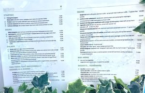 Menu as at June 2022  at Bellaverde in Mallorca