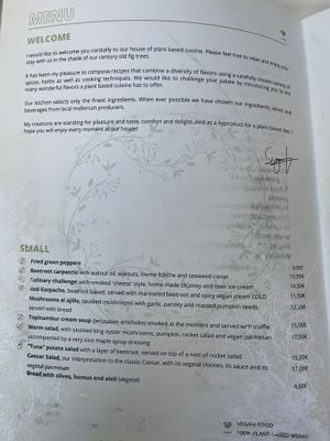 Menu September 2023  at Bellaverde in Mallorca