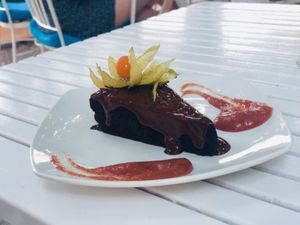 The chocolate cake... at Bellaverde in Mallorca